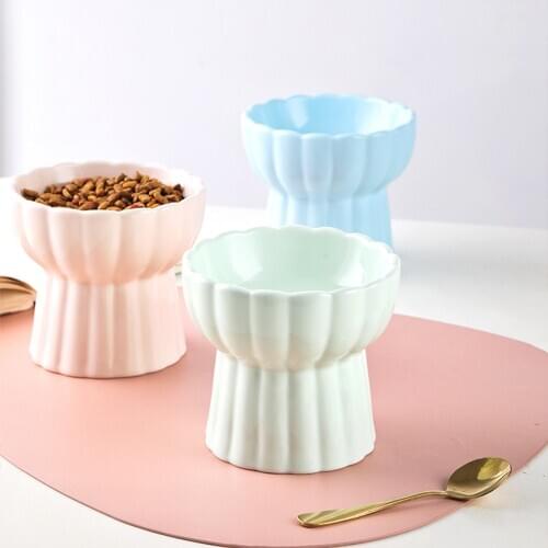 Ceramic Raised Cat Bowls, Elevated Food or Water Bowls, Stress Free, Backflow Prevention, Dishwasher and Microwave Safe