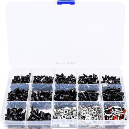 500PCS/lot RC Car Screws Combo Kits M3/M4/E Buckle/ Shell Buckle/Screw Nuts/Hex Screws/Plugs For HSP/Wltoys/Traxx 1/10 1:10 Part