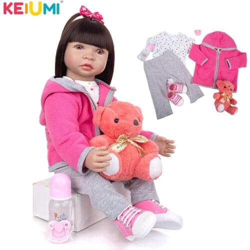 KEIUMI 24 Inch Fachion Princess Reborn Baby Doll Soft Cloth Body Bebe Dolls Born Toy Kids DIY Pillow Playmates Birthday Gifts