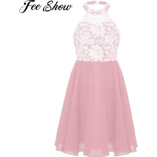 Summer Girls Dress Floral Lace Chiffon Flower Girls Dress Kids Dresses for Girl Birthday Party Wedding Childrens Pageant Dress