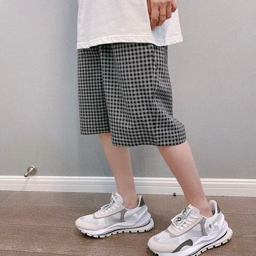 Summer Mens Loose Checks Knee Length Shorts Casual Houndstooth C27