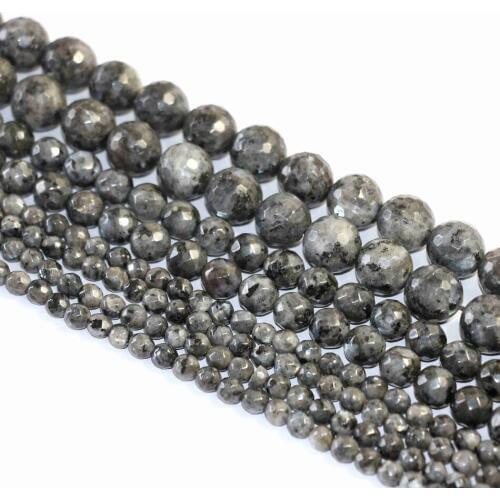 Fashion black labradorite stone 4mm 6mm 8mm 10mm 12mm 14mm new faceted round loose beads diy jewelry 15 inches A06