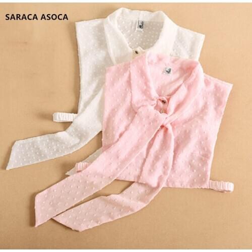 Fashion Solid Ribbon Bow Fake Collar Womens All Match Shirt Detachable Collar For Girls