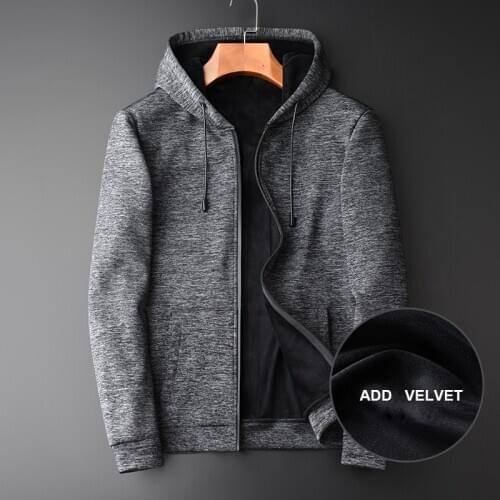 Brand Hooded Zipper Placket Sweatshirts Spring And Autumn Add Velvet Composite Mens Casual Jackets Plus Size 4XL