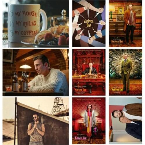 Sticker 2019 Moive Knives Out Poster Chris Evans Daniel Craig Ana de Armas Michael Shannon Jamie Lee DIY Painted Home Decor