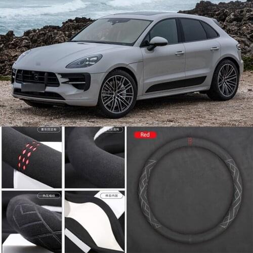 Non-Slip Breathable Car Suede Steering Wheel Cover For Porsche Panamera Macan Cayenne 718 911 Car Interior Accessories