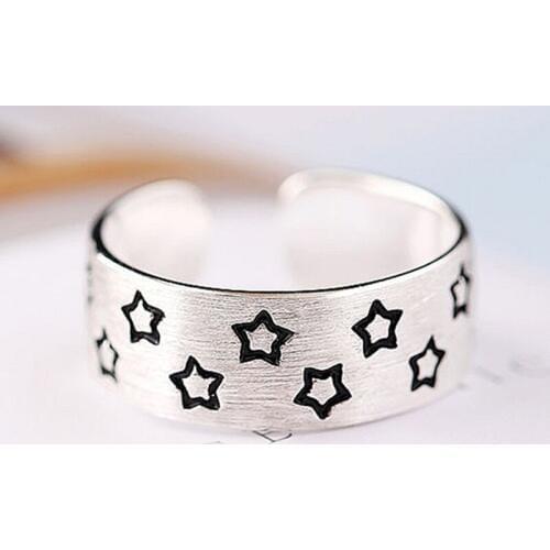 New Trendy Silver Color Star Rings For Women Wedding Men Jewelry Finger Rings Wholesale