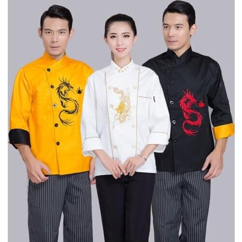 Chefs Long-sleeved Outfit Wear Work Clothes Unisex Overalls Hotel Kitchen Chef Uniform Restaurant Food Service