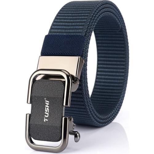 New Trend Mens Belt Luxury Automatic Buckle Young Canvas Outdoor Trousers Waistband Comfortable Casual Thick Tough Nylon Belts