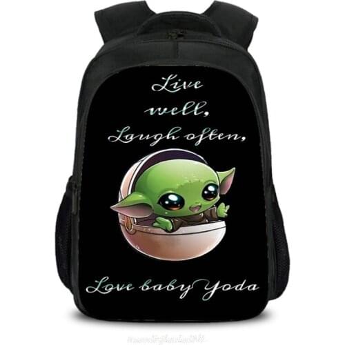 Baby Yoda 16 Inch Mandalorian School Bag for Kids Boy Backpack Children Primary Star Wars Toddler Mochila Escolar