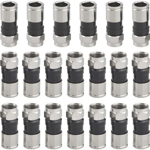 20Pcs F Type Converter Connector RF Coaxial Cable Compression Fitting For CCTV Antenna Security Camera System