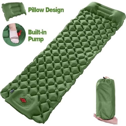 Camping Air Sleeping Pad Mat - Foot Press Inflatable Lightweight Backpacking Pad, Waterproof Air Mattress Compact Hiking Pad