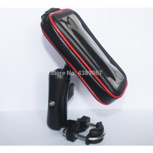 Universal Rail Mount Cell Phone Holder Case Motorcycle Handlebar Mount Holder Stand with Waterproof Zipper Case for Smart Phones