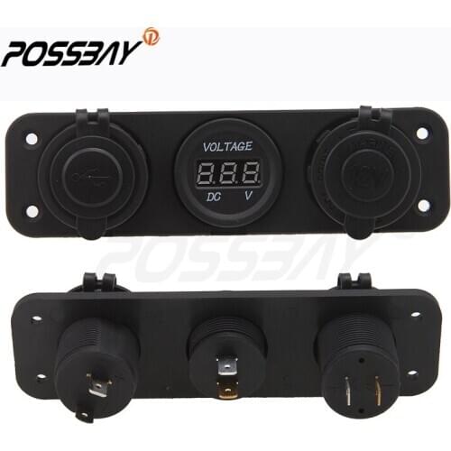 POSSABAY 3.1A 12V USB Charger Voltmeter Truck Car Auto Motorcycle Cigarette Lighter Socket RV For GPS Phones Digital Devices