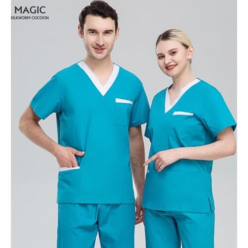 V-neck Pharmacist Workwear Nursing Scrubs Uniform Dentistry Tops+pants Wholesale Pet Grooming Work Clothes Medical Uniform S-XXL