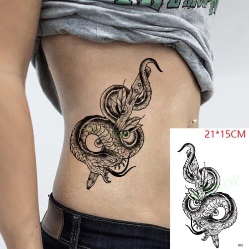 Waterproof Temporary Tattoo Sticker Big Snake Eye Sword Leaf Fake Tatto Flash Arm Tatoo Leg Body Art for Women Men