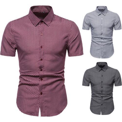 Ys076 Summer Clothing Large Size Short-Sleeved Shirt Small Check Printed Mens European Size Short Sleeve Men Shirt