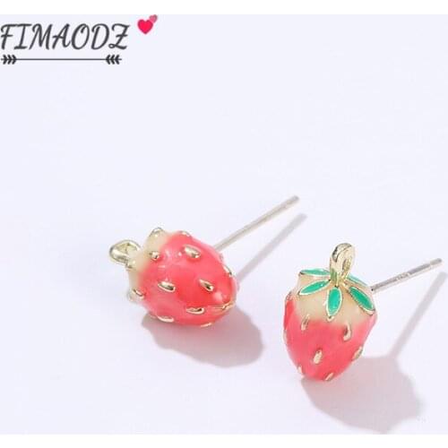 FIMAODZ Korean Strawberry Earrings For Women 2020 Simulation Small Red Cute Fruit Stud Earrings For Kids Gifts Fashion Jewelry