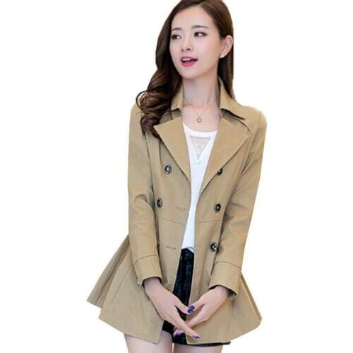 Trench Coat for Women 2020 Casual Turn-down Collar Slim Fit Double Breasted Female Coat Plus Size 3XL 4XL