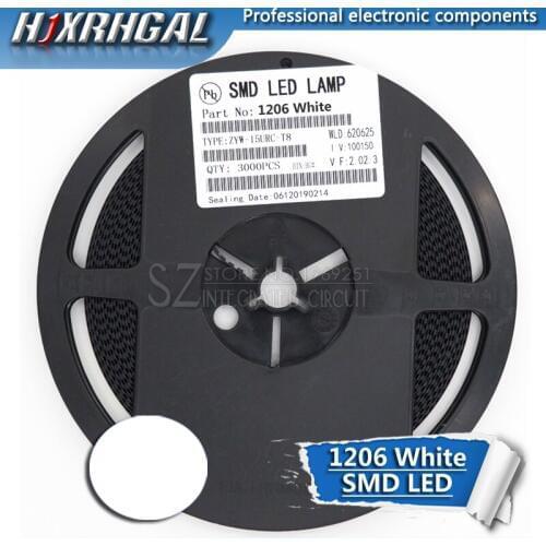 1Reel 3000pcs white 1206 SMD LED diodes light new and original hjxrhgal