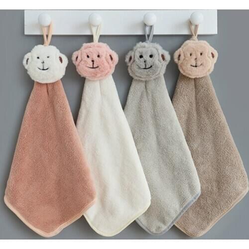 1 PC 21*40CM Coral Velvet Flower Hand Towels Bathroom Hanging Towel Lint-Free Cleaning Cloth Cleaner Kitchen Absorbent Dishcloth