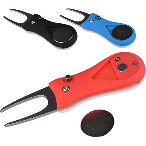 1Pcs New Golf Divot Repair Tool Golf Pitchfork Switchblade Tool Pitch Groove Cleaner Golf Accessories Putting Green Fork