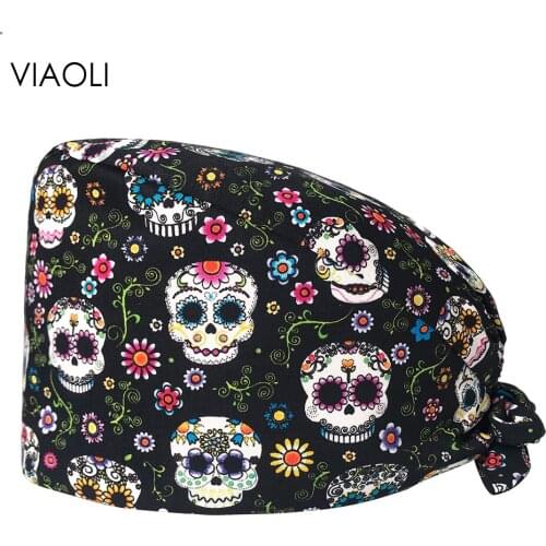 100%Cotton Cartoon Animal Printing Wholesale Medical Scrub Surgical Cap Dentistry Pets Beauty Salon Doctors and Nurses Work Caps