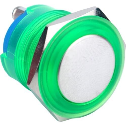 19mm 1NO Flat Round Head Plastic Metal Waterproof Screw Momentary Push Button Switch