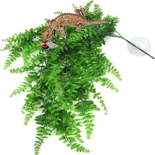 3 Pcs Reptile Plants Amphibian Decoration Hanging Plastic Plants with Suction Cup for Tank Pet Habitat Decorations Resin Vines