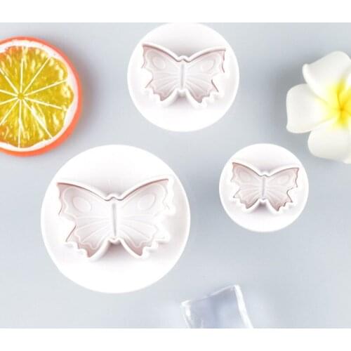 3pcs/set Butterfly-shaped Mold Cake Biscuit Pastry Cookie Stamp Stamper Biscuit Cutting Machine Impression Baking Accessories