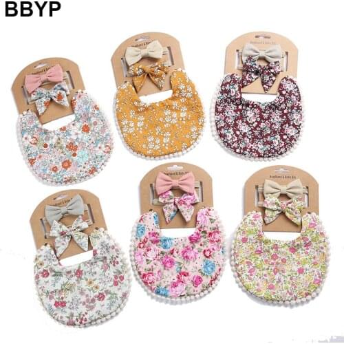 3Pcs/set Baby Bib Infant Burp Cloths Toddler Cotton Bib Kid Floral Towel Dinner Feeding Double-deck Cute Girl Bibs