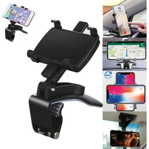 360 Degree Rotation Car Phone Holder Universal Clip On Dashboard Mobile Phone Mount Bracket Stand Cradle Adjustable Angle