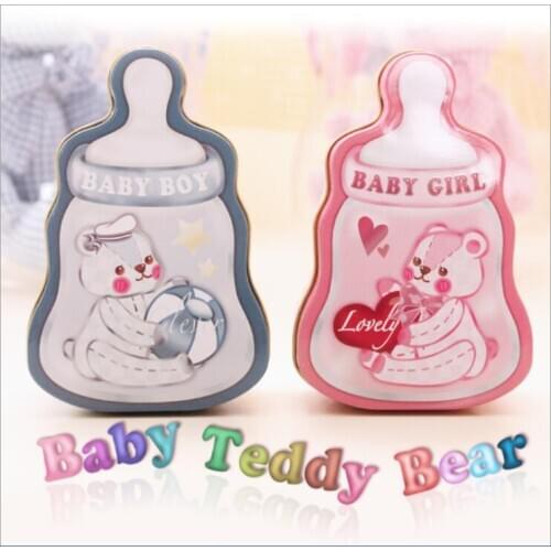 4pcs/lot Baby bear tin box Baby Birthday candy box wedding candy case tin handmade soap box small tin storage box