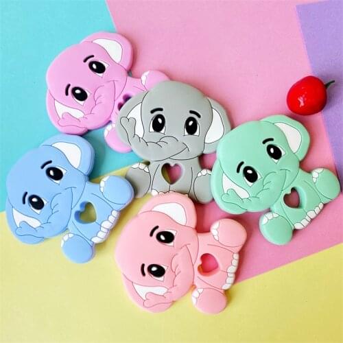 5/10pcs Silicone Elephant teether BPA Free Animal newborn Teethers Baby Teething Necklace Toy Cartoon children Nursing Rod