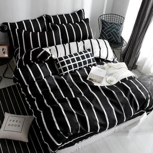 57 3/4pcs black and white king queen full twin size bedding set duvet cover sets include duvet cover bed sheet pillowcase