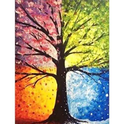 5D DIY Landscape Painting Diamond Painting Square/Round Diamond Landscape Tree Picture Cross Stitch Decoration Artwork TX070