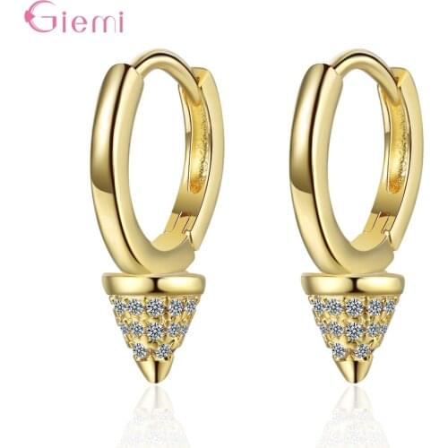 Gold Statement Hoop Earrings For Women Girls Trendy 2021 925 Sterling Silver CZ Cubic Zirconia Fashion Jewelry Wholesale