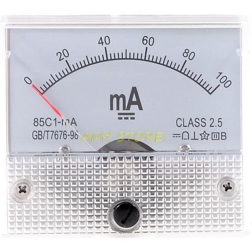 DC Analog Meter Panel 100mA AMP Current Ammeters 85C1 0-100mA Gauge Class 2.5 Accuracy
