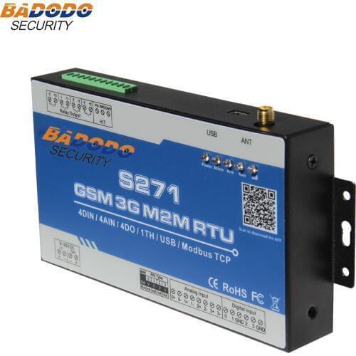 Badodo GSM 2G 3G SMS RTU Controller Alarm Controller 4DI 4AI 4Relay Automation PLC Timer Switch for Light Pump Controller S271