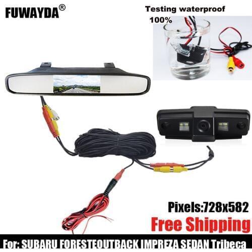 Free shipping!!! CCD Car Rear View Camera for SUBARU Forester / Outback / Impreza Sedan ,with 4.3 Inch Rear view Mirror Monitor