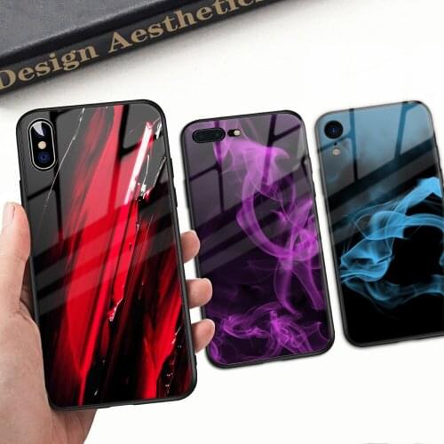 Tempered Glass Phone Case For iPhone 7 8 6 6S Plus XR X XS Max 11 12 Pro Max 12 Mini Tempered Glass Cover Soft TPU Edge Cover