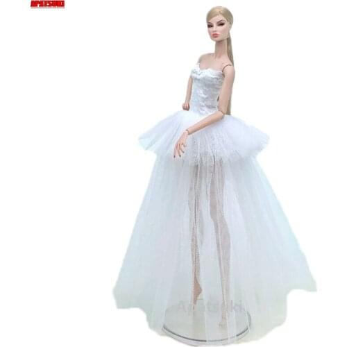Pure White Fashion Outfits Dress For Barbie Doll Clothes Multi-layer Wedding Dresses 1/6 BJD Dolls Accessories Kids Toys