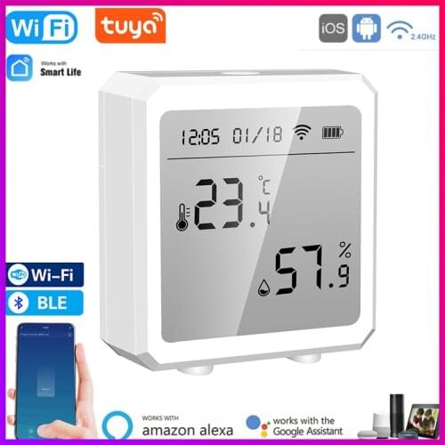 Tuya WIFI Temperature And Humidity Sensor Indoor Hygrometer Outdoor Thermometer With LCD Display Supports Alexa Google Assistant