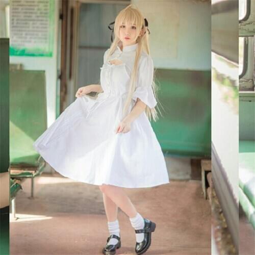 Elegant Ruffles Lolita Dress Sweet Girl Princess Tea Party Vestidos Half Sleeve White Cute Cosplay Stage Show Robe Gowns