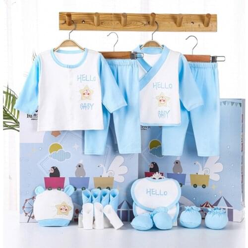 18PCS/Set Fourseason Newborn Clothes Set Printed Unisex Cotton Infant Clothing Baby Underwear Suit Baby Shower Gift