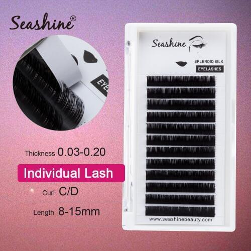 Seashine High Quality L Curl 0.05mm Thickness Mix Length Individual Lashes Extensions Natural Soft Eyelashes Extensions