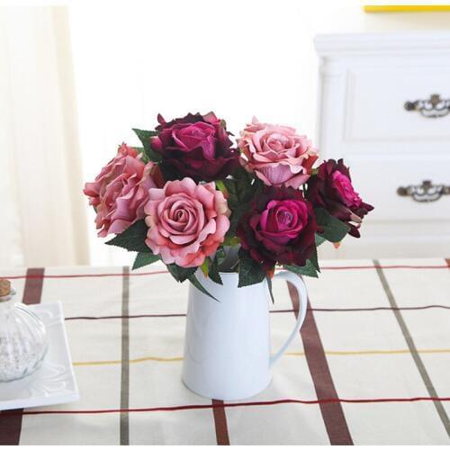 Artificial Silk Decorative Rose Silk Flowers Floral for Wedding Bouquet home table party wedding decor flower