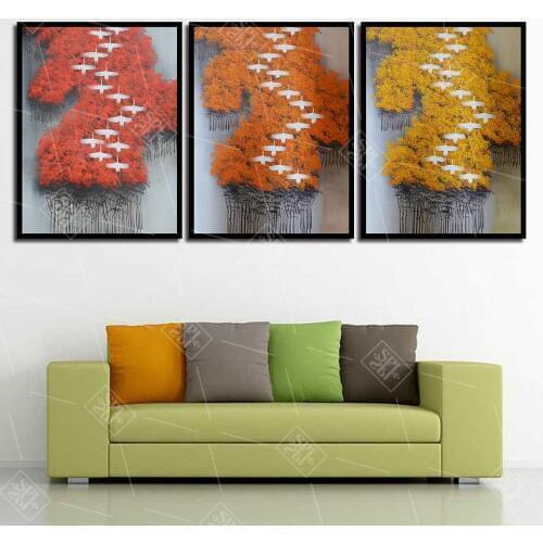 Watercolor Forest Scenery Canvas Painting Abstract Hand Drawn Flying Birds Animals Posters and Prints Bedroom Decor Wall Picture