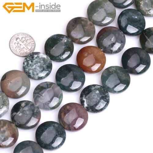 Gem-inside Natural Round Coin Beads For Jewelry Making 10-20mm 15inches Selectable Material DIY Jewellery