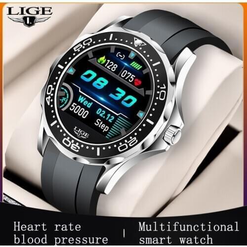 LIGE New Luxury Smart Watch Men Heart Rate Blood Pressure Monitor Activity Tracker Waterproof Color Screen Sports Smart Watches